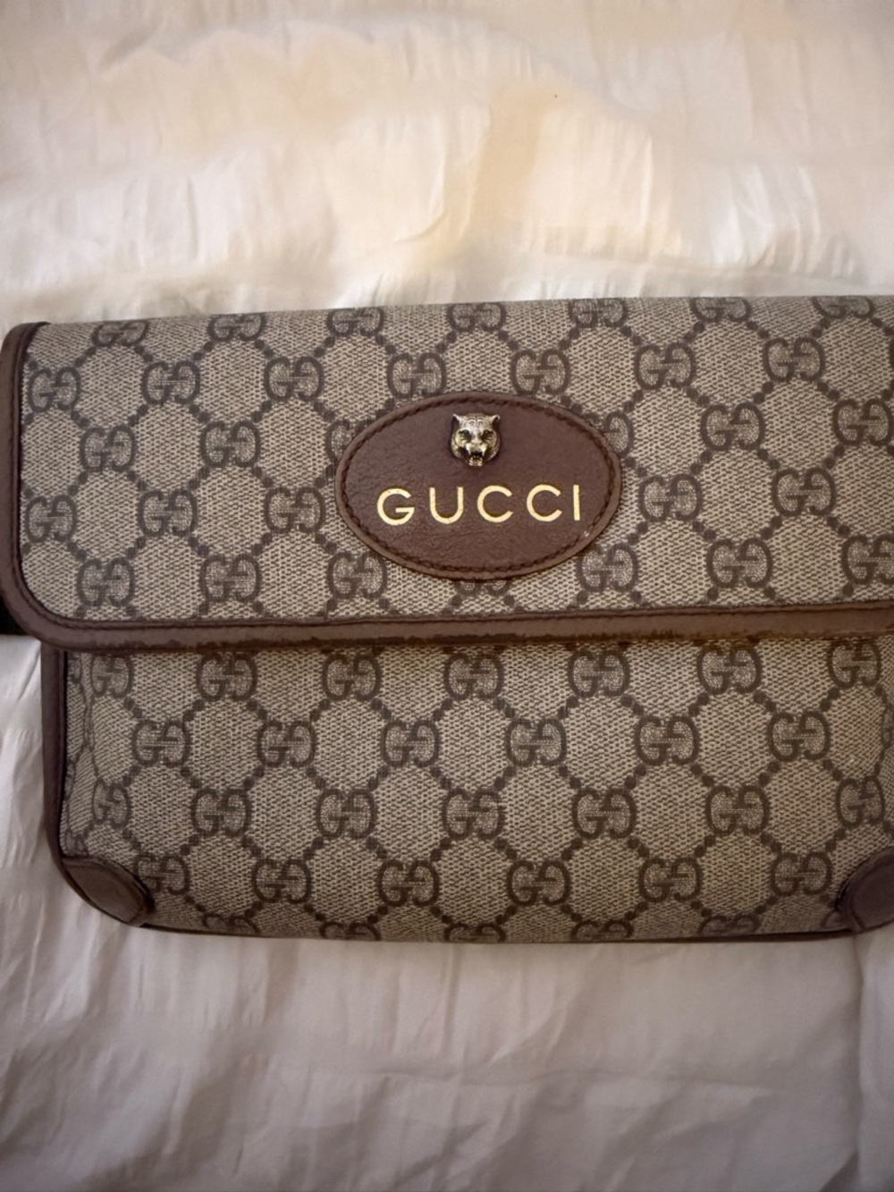 Gucci Tan GG Canvas Belt Bag with Green-Red Web Strap - Picture 2 of 7
